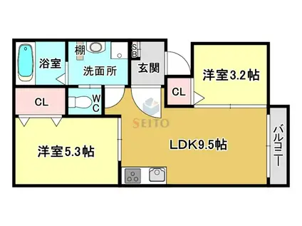 プレシャス神崎川(2LDK/1階)の間取り写真