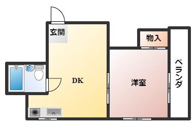 マドレハイツ(1DK/4階)の間取り写真
