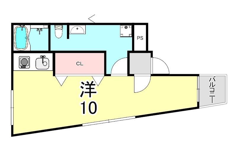 夙川ホワイトマンション(1K/5階)の間取り写真