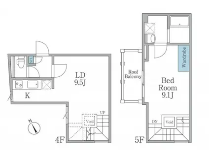 LAPIS恵比寿II(1LDK/4階)の間取り写真