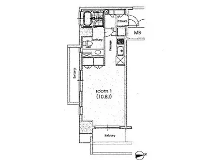 カスタリア芝公園(ワンルーム/9階)の間取り写真