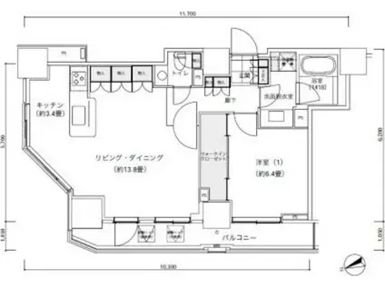 パークキューブ愛宕山タワー(1LDK/27階)の間取り写真