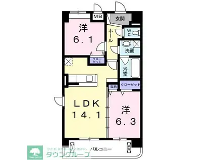 アルコ・イーリス(2LDK/1階)の間取り写真