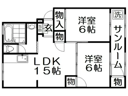 カルムイン香里園(2LDK/2階)の間取り写真