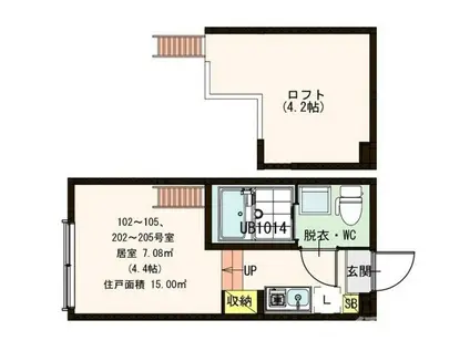STAGE上石神井(1K/1階)の間取り写真