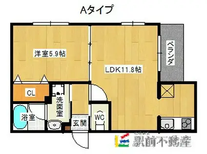MOCO-DICE(1LDK/1階)の間取り写真