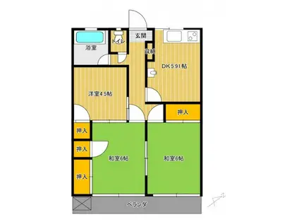 第二清和マンション(3DK/1階)の間取り写真