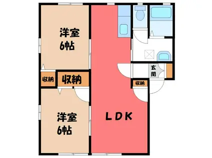 三宮ヒルズA(2LDK/2階)の間取り写真