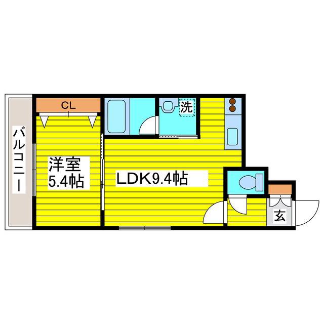 シャリテ元町(1LDK/2階)の間取り写真