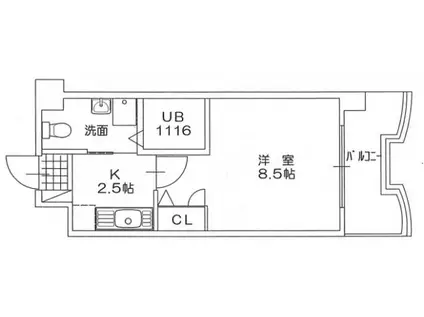 ベルガ北方(1K/7階)の間取り写真