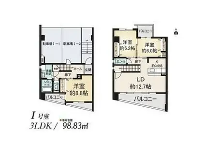 OSM植田弐番館(3LDK/1階)の間取り写真