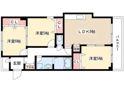 アーバンスクエアIII(3LDK/5階)の間取り写真