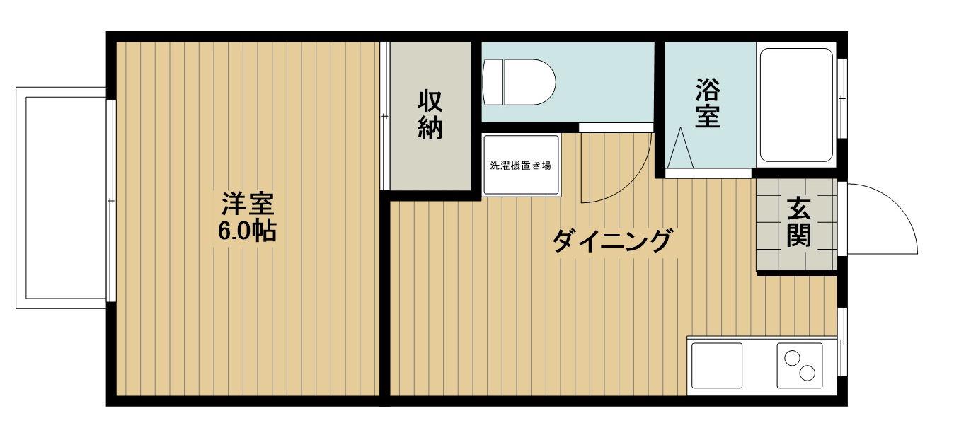 ピースコート泉が丘 C棟(1K/2階)の間取り写真