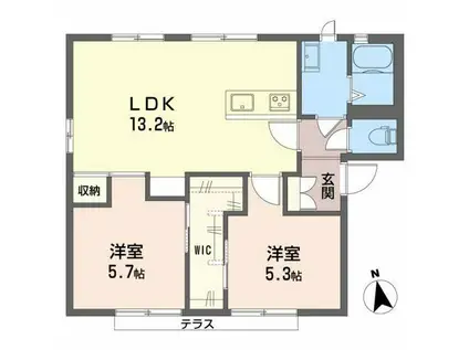 ロジュマンイズミBCD棟(2LDK/1階)の間取り写真