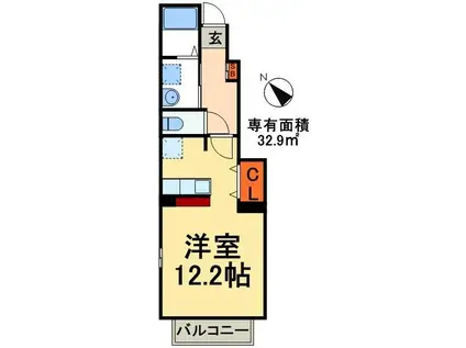 ヴェーエンヒューゲル(1K/1階)の間取り写真