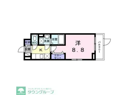 ベル西早稲田(1K/1階)の間取り写真