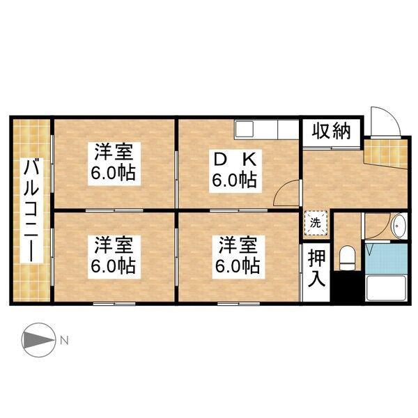 メゾン井川(3DK/4階)の間取り写真