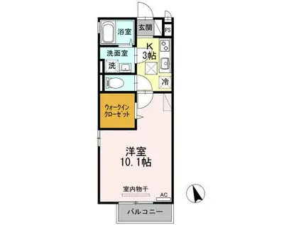 リヴェール F棟(1K/1階)の間取り写真