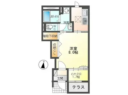 マ・グランX(1K/1階)の間取り写真