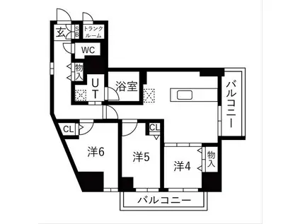 ラ・クラッセ札幌麻生ステーションスクエア(3LDK/4階)の間取り写真