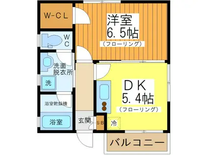 ヒルズII(1DK/1階)の間取り写真