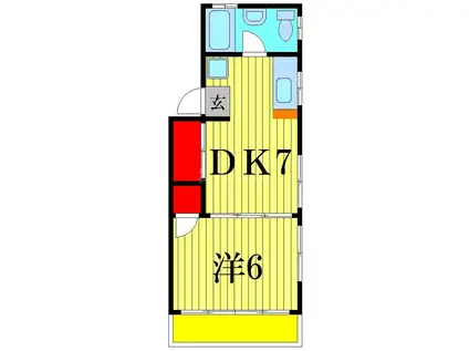 SSマンション(1DK/4階)の間取り写真