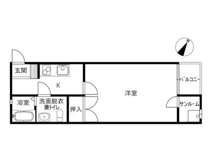 レザンレジデンスII(1K/1階)の間取り写真