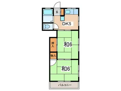 第三睦荘(2DK/2階)の間取り写真
