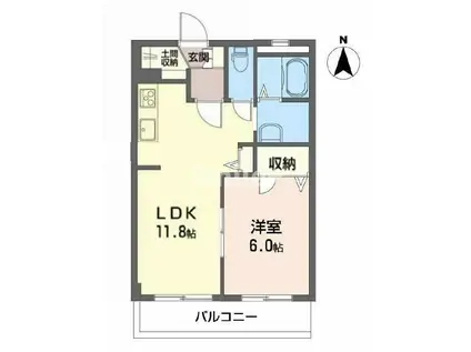 PURE・LIFE-KUME(1LDK/1階)の間取り写真