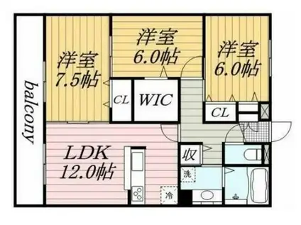 FELICIA COURT イースト(3LDK/3階)の間取り写真