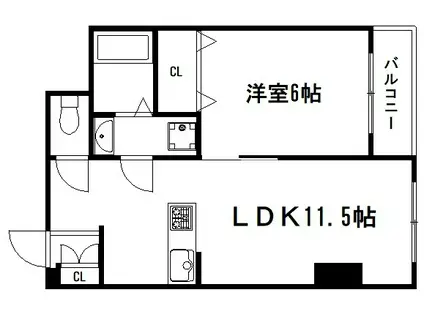 墨染コーポ(1LDK/2階)の間取り写真