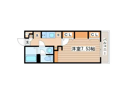 SANA泉中央(1K/3階)の間取り写真