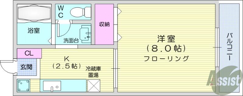 山田ハイツC棟(1K/1階)の間取り写真
