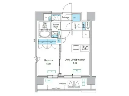 プレディアコート三軒茶屋(1LDK/8階)の間取り写真