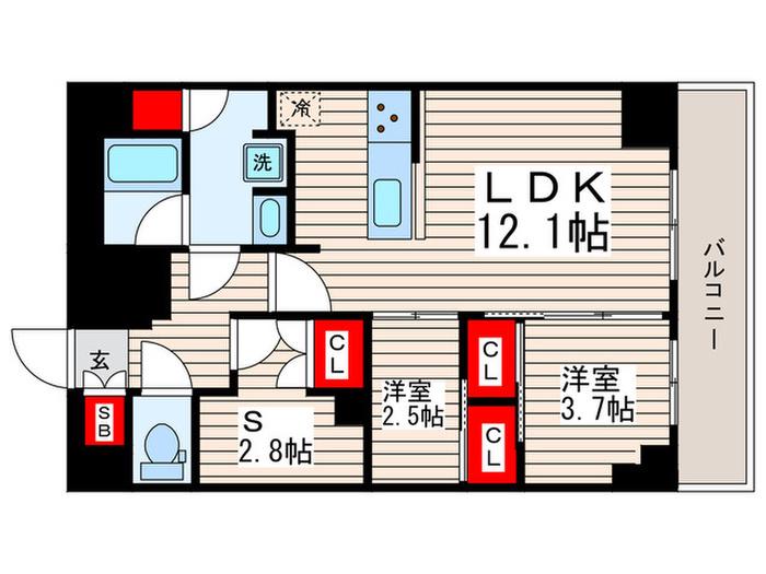 コンフォリア東葛西(2SLDK/4階)の間取り写真