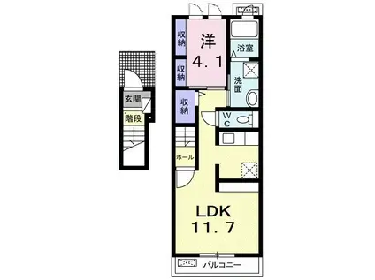 リュエル(1LDK/2階)の間取り写真