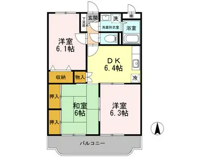 柳原マンション I(3DK/1階)の間取り写真