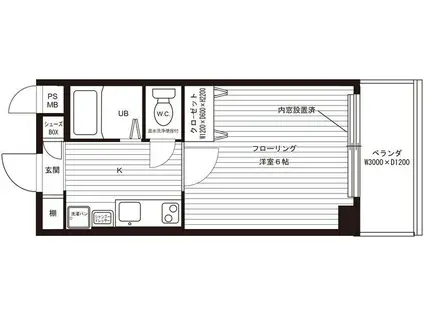 カーサ山城(1K/4階)の間取り写真