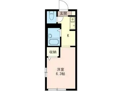 ディアコート亀戸A棟(1K/1階)の間取り写真