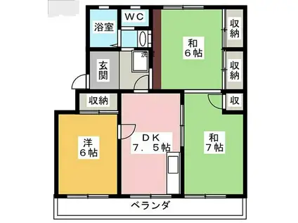 メゾンラメール(3LDK/3階)の間取り写真