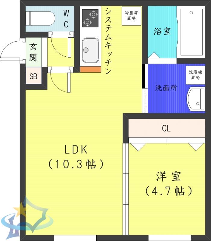 CASA OTTO(1LDK/2階)の間取り写真