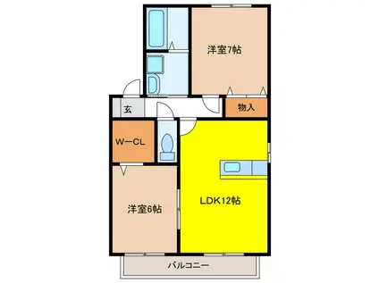 ウエストアベニュー(2LDK/2階)の間取り写真