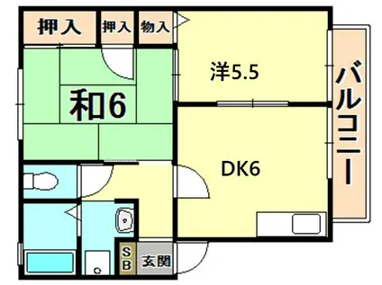 ハイツエイコーン(2DK/1階)の間取り写真
