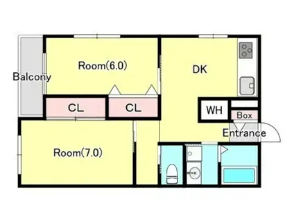 メゾンビー市川(2DK/3階)の間取り写真