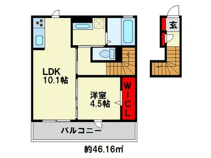 ブラン惣利(1LDK/2階)の間取り写真
