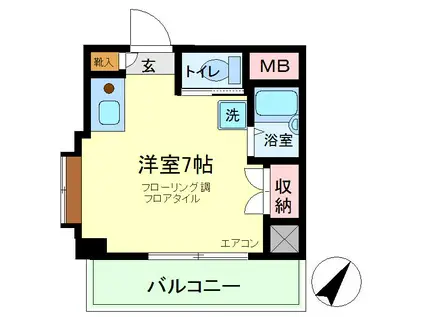 エクセレント(ワンルーム/2階)の間取り写真