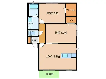 SUNNY GARDEN(2LDK/2階)の間取り写真