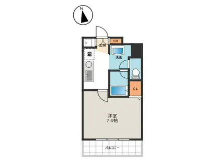 リアンジェ難波(1K/9階)の間取り写真