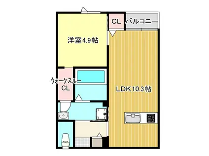 プレベールV(1LDK/2階)の間取り写真