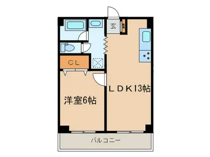 パークヒルズオアシス(1LDK/2階)の間取り写真